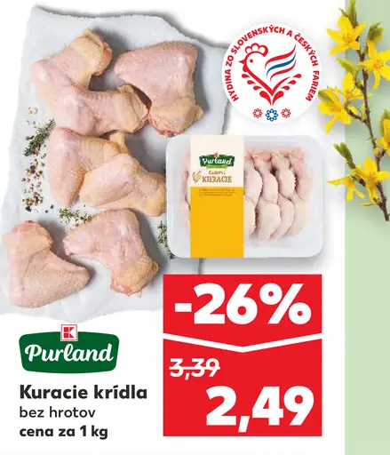 Purland kuracie krídla bez hrotov