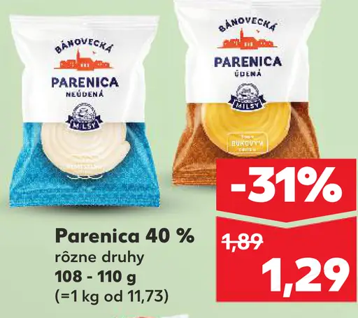 PARENICA 40 % údený syr rôzne druhy