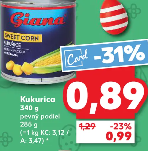 Giana kukurica sladká v náleve