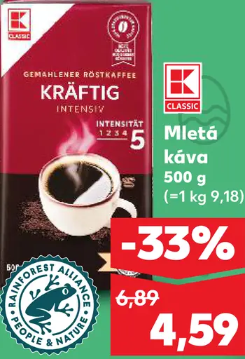 K-Classic mletá káva Kraftig intensiv