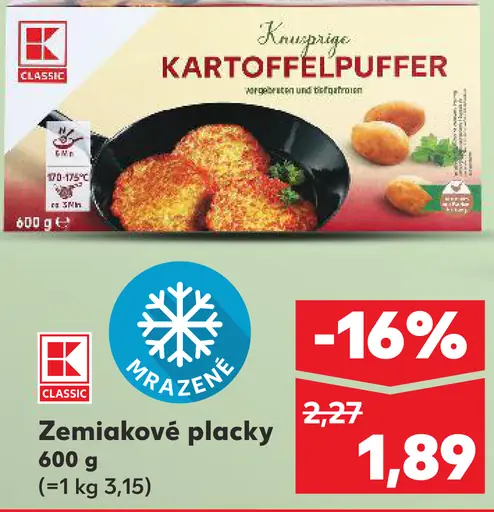 K-Classic zemiakové placky mrazené