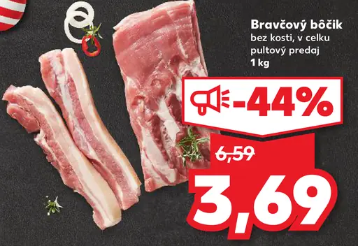 Bravčový bôčik bez kosti údený