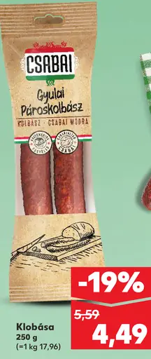 Csabai Gyulai pároskolbász klobása