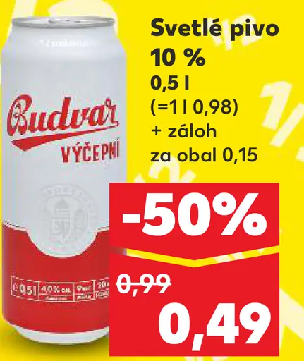 Budvar Výčepní svetlé výčapné pivo plechovka