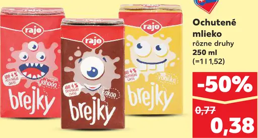 Rajo Brejky mlieko ochutené rôzne druhy