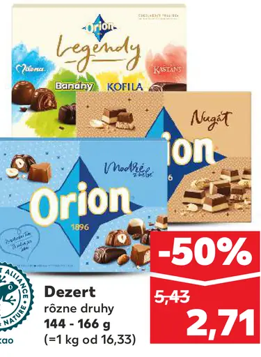 Orion dezert Legendy, Brumík, Modrý Mauritius, Nugát