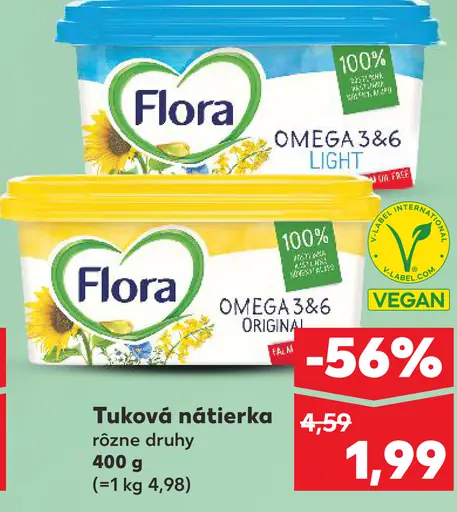 Flora Omega 3&6 light tuková nátierka