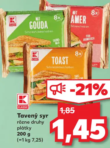 K-Classic Tavený syr plátky