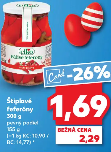 Elko štipľavé feferóny pevný podiel