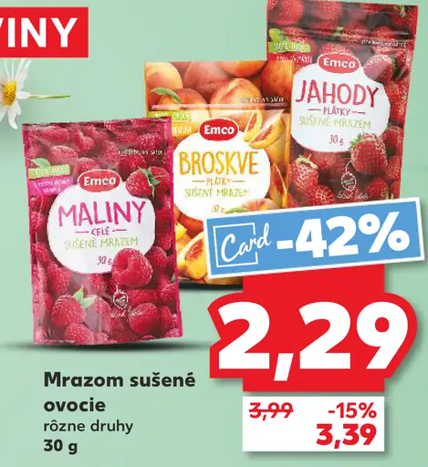 Emco maliny a jahody mrazom sušené ovocie