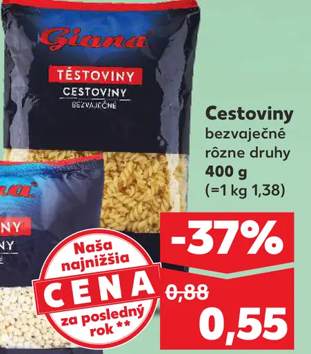 Giana cestoviny bezvaječné