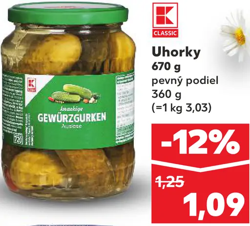 K-Classic Gewürzgurken uhorky v náleve