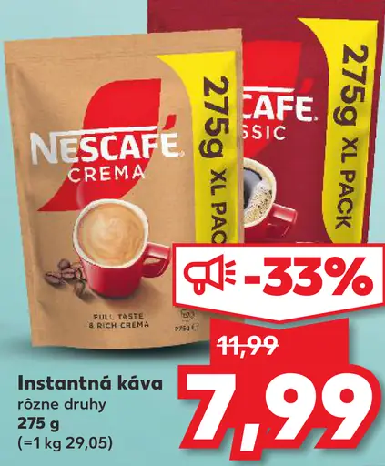 Nescafé instantná káva rôzne druhy