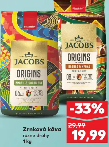 Jacobs Origins zrnková káva