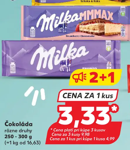 Čokoláda rôzne druhy Milka