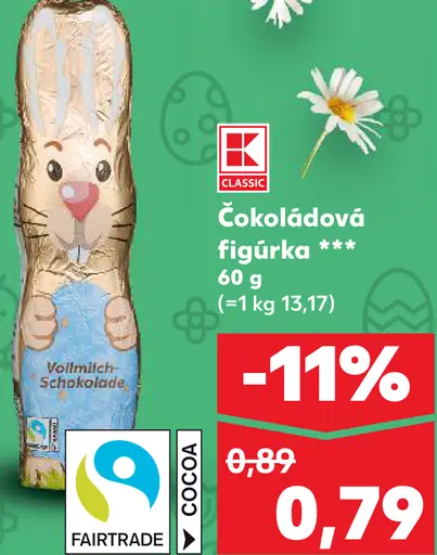 K-Classic čokoládová figúrka veľkonočný zajačik