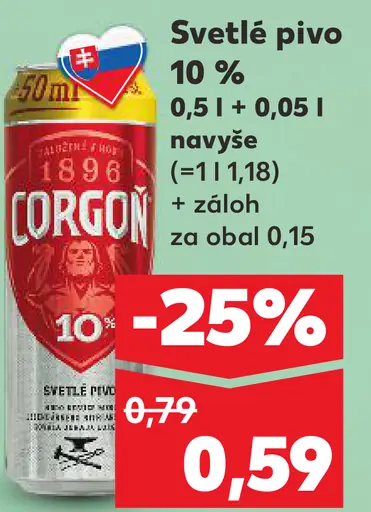 Corgoň 10% svetlé výčapné pivo plechovka