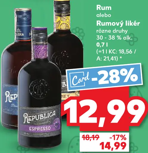 Rum alebo rumový likér rôzne druhy