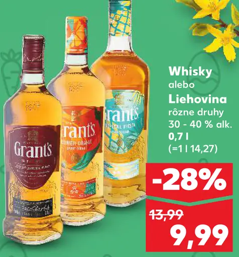 Grant's whisky alebo liehovina rôzne druhy