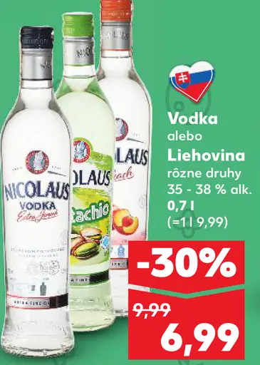 Vodka rôzne druhy Nicolaus