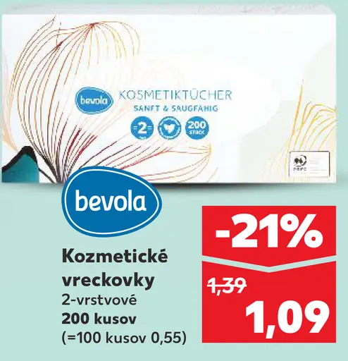 Bevola kozmetické vreckovky 2-vrstvové