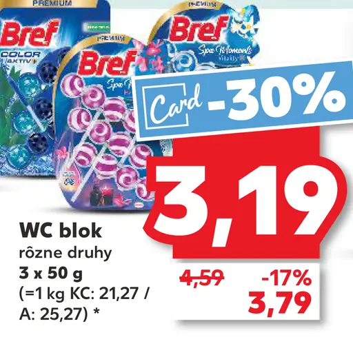 Bref WC blok rôzne druhy