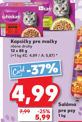 Whiskas kapsičky pre mačky 2 druhy