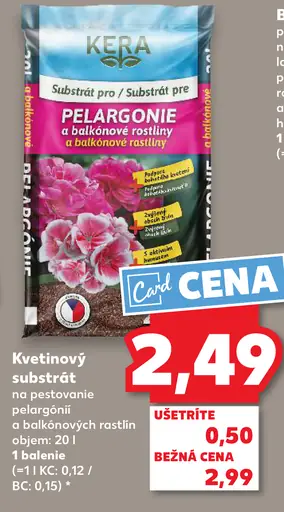 Kera kvetinový substrát pre pelargónie a balkónové rastliny