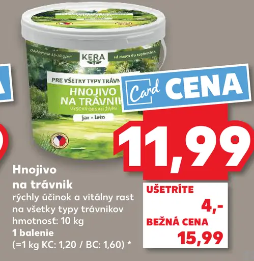 Kera hnojivo na trávnik pre všetky typy trávnikov jar leto