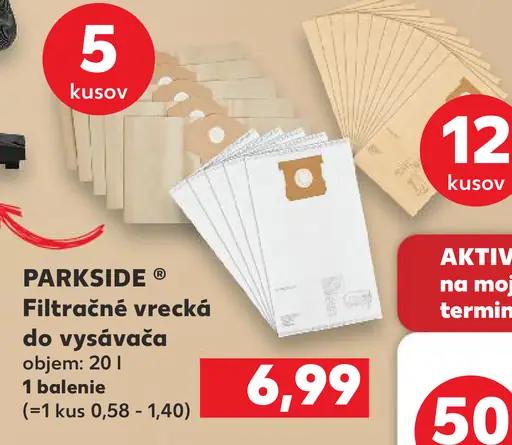 PARKSIDE Filtračné vrecká do vysávača