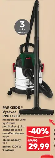 Parkside Vysávač PWD 12 B1 na mokré a suché vysávanie