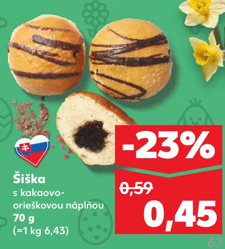 Šiška s kakaovo-orieškovou náplňou