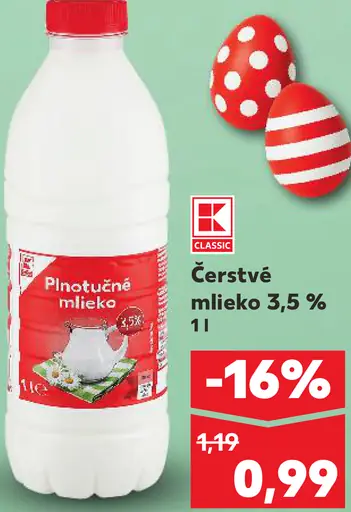 K-Classic Čerstvé mlieko 3,5 %