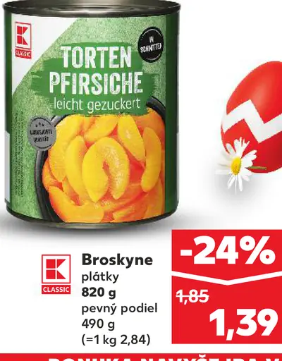 Broskyne plátky ľahko olúpané