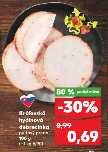 Kráľovská hydinová debrecínka pultový predaj