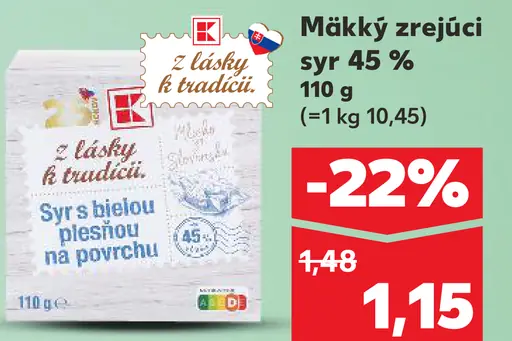 Z lásky k tradíciám Mäkký zrejúci syr 45%