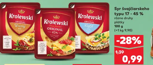 Krolewski syr plátky original rôzne druhy