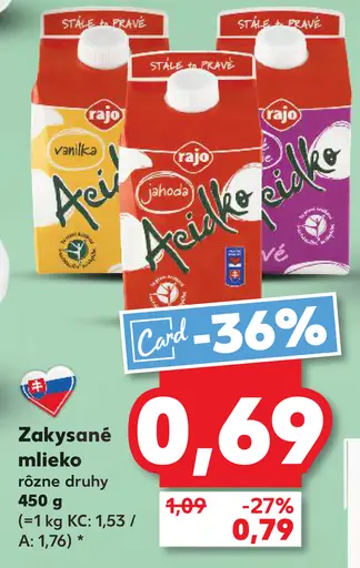 Rajo Zakysané mlieko rôzne druhy