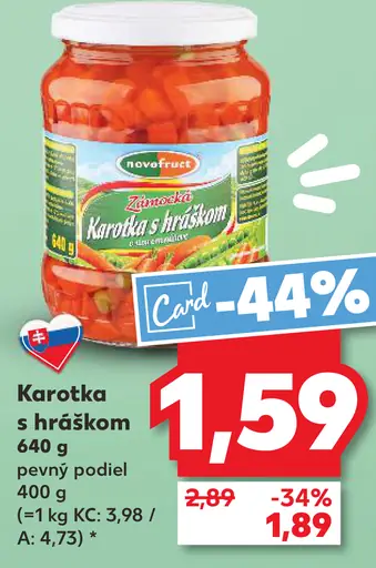 Nowaco karotka s hráškom sterilizovaná