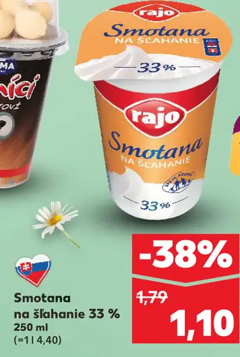 Rajo Smotana na šľahanie 33%