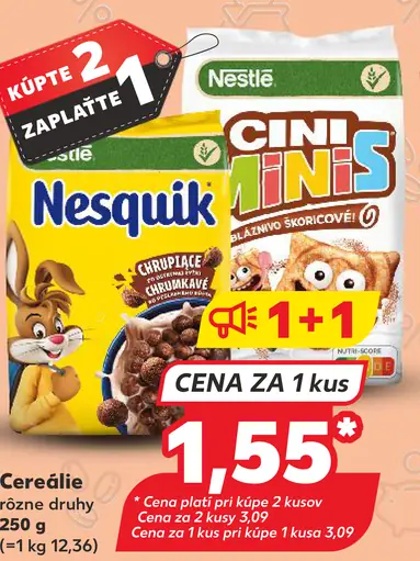 Nestlé cereálie Cini Minis, Nesquik rôzne druhy