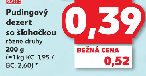 K-Classic pudingový dezert so šľahačkou