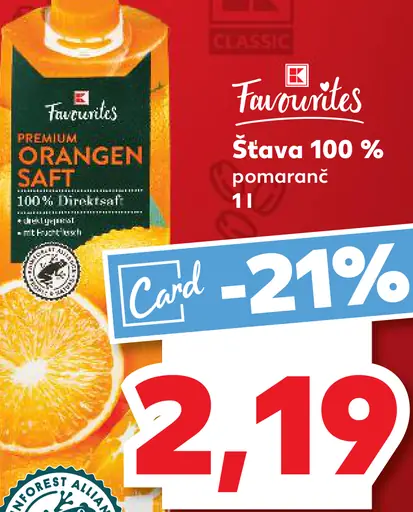 K-Favourites Šťava 100 % pomaranč