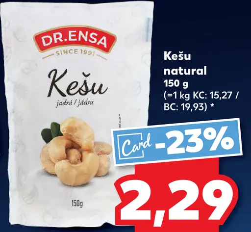 Dr. Ensa kešu natural jadrá z kešu orechov