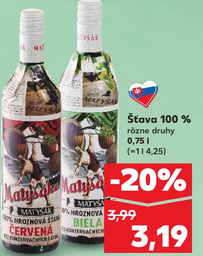 Matyšák 100% hroznová šťava biela