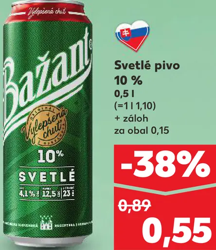 Zlatý Bažant 10% svetlé výčapné pivo plechovka