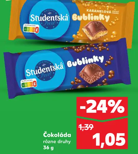 Studentská čokoláda Bublinky karamelová