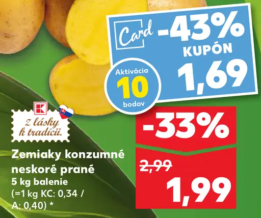 Zemiaky konzumné neskoré prané