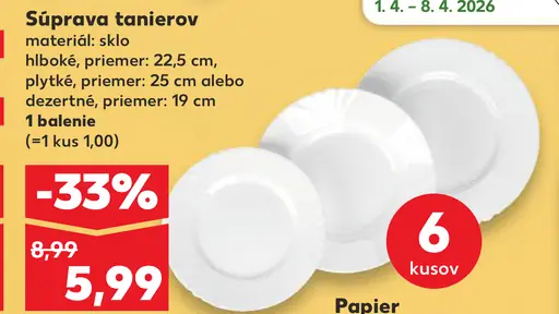 Súprava tanierov sklo