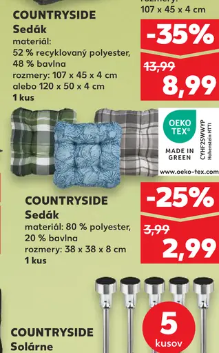 COUNTRYSIDE Sedák polyester a bavlna na lavicu